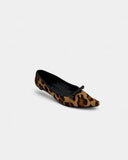 Leopard print fur ballerina flats