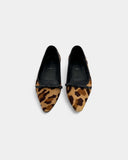 Leopard print fur ballerina flats