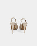 Slingbacks en cuir beige à bout ouvert
