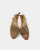 Slingbacks en cuir beige à bout ouvert