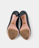 Escarpins en daim gris à bout ouvert