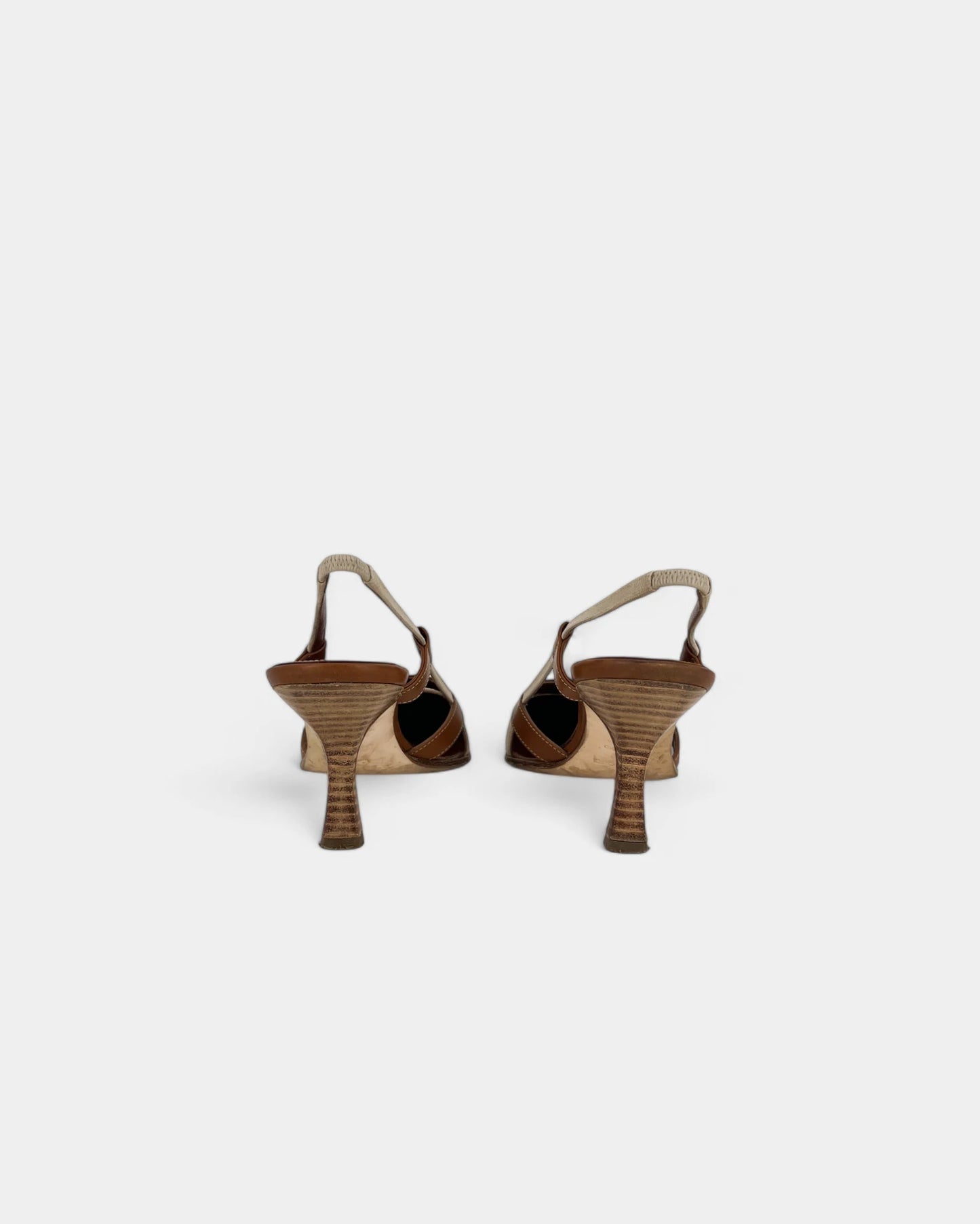 Slingbacks crèmes et marrons - 37.5 EU / 7.5 US