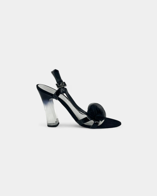 Sandales noires à talons transparents - 36 EU / 6 US