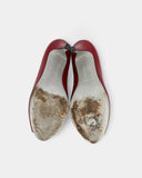 Escarpins rouges en cuir à bout ouvert