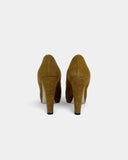 Camel leather wedge heels