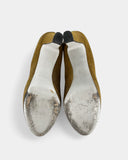 Camel leather wedge heels