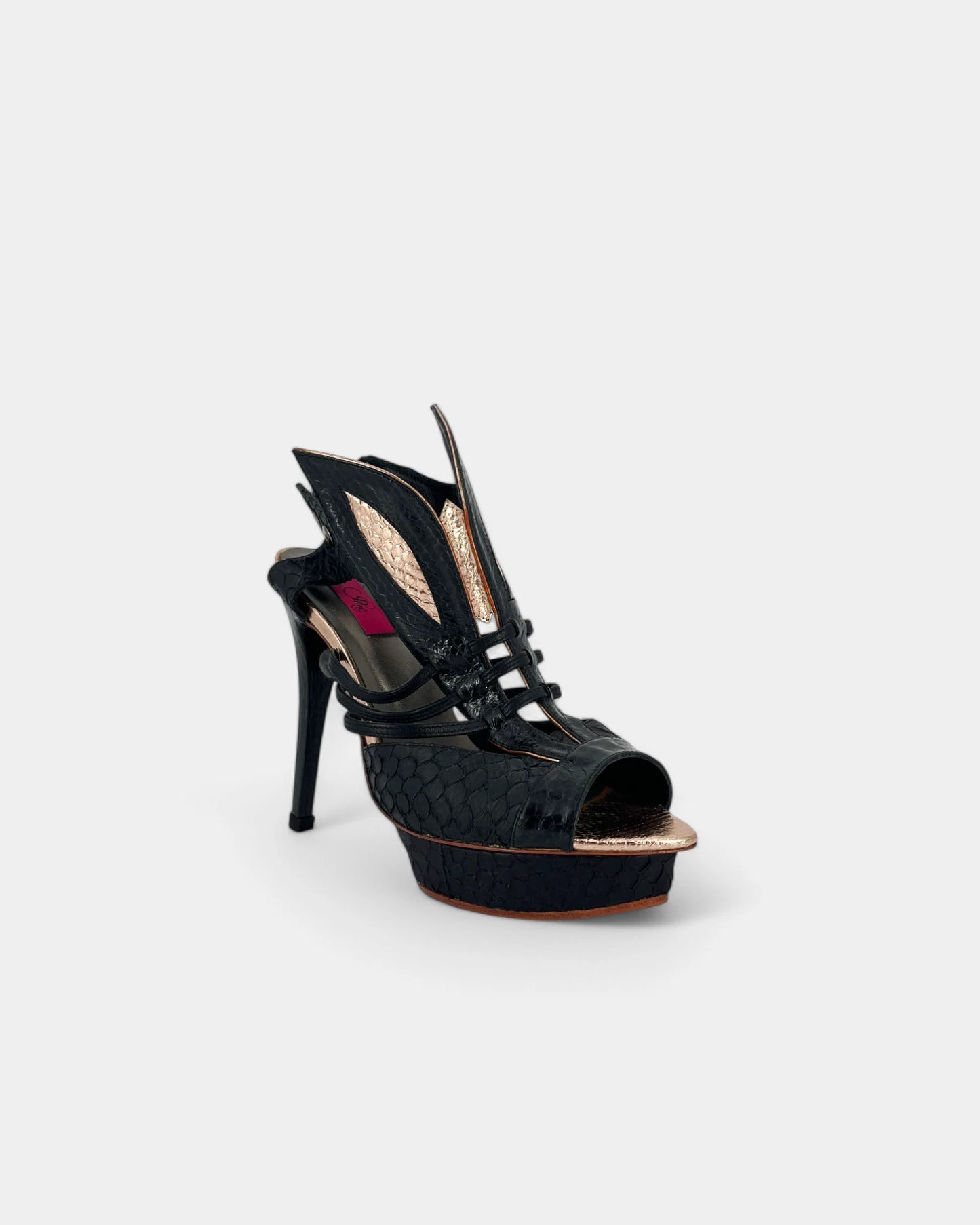 Sandales noires et roses à talons - 36 EU / 6 US