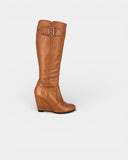 Bottes en cuir à talon compensé