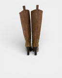 Khaki leather and suede boots