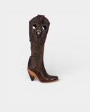 Brown leather cowboy boots