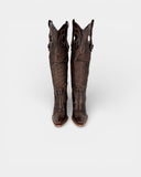 Brown leather cowboy boots
