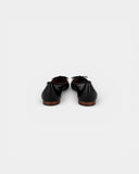 black leather ballet flats