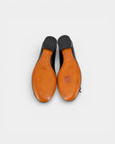 black leather ballet flats