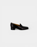 Black leather loafers