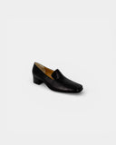 Black leather loafers