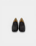 Black leather loafers