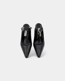 Slingbacks noirs boucle et accroche argentée