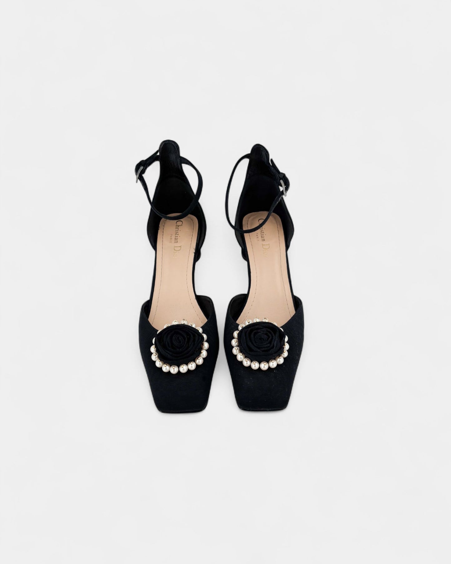 Escarpins en tissu technique et perles appliquées