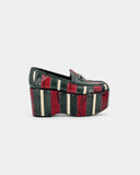 Green and red wedge loafers