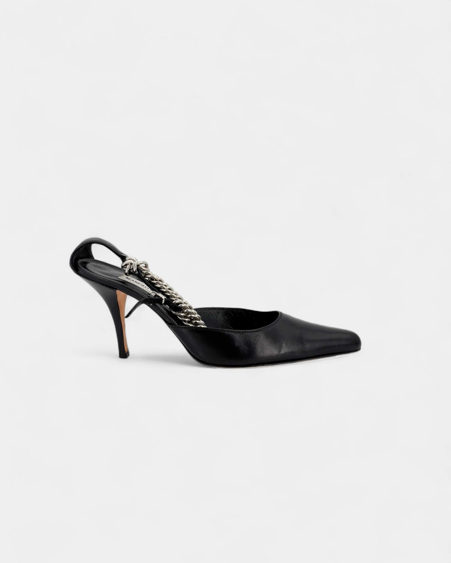 Slingbacks noirs accroche argentée