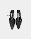 Slingbacks noirs accroche argentée