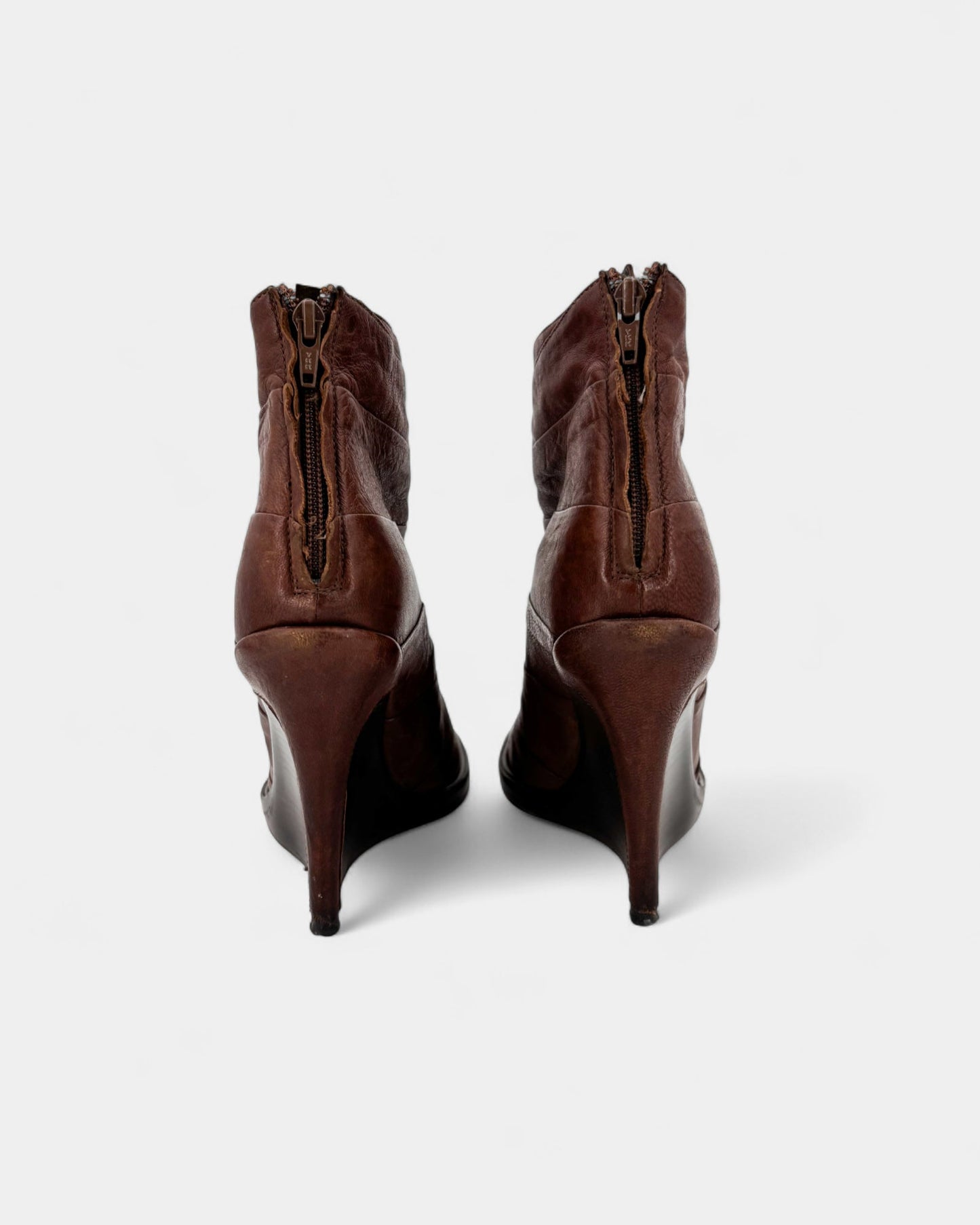 Boots compensées cuir marron