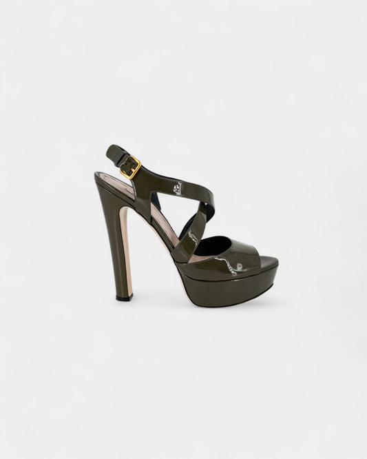 Sandales à talons kaki